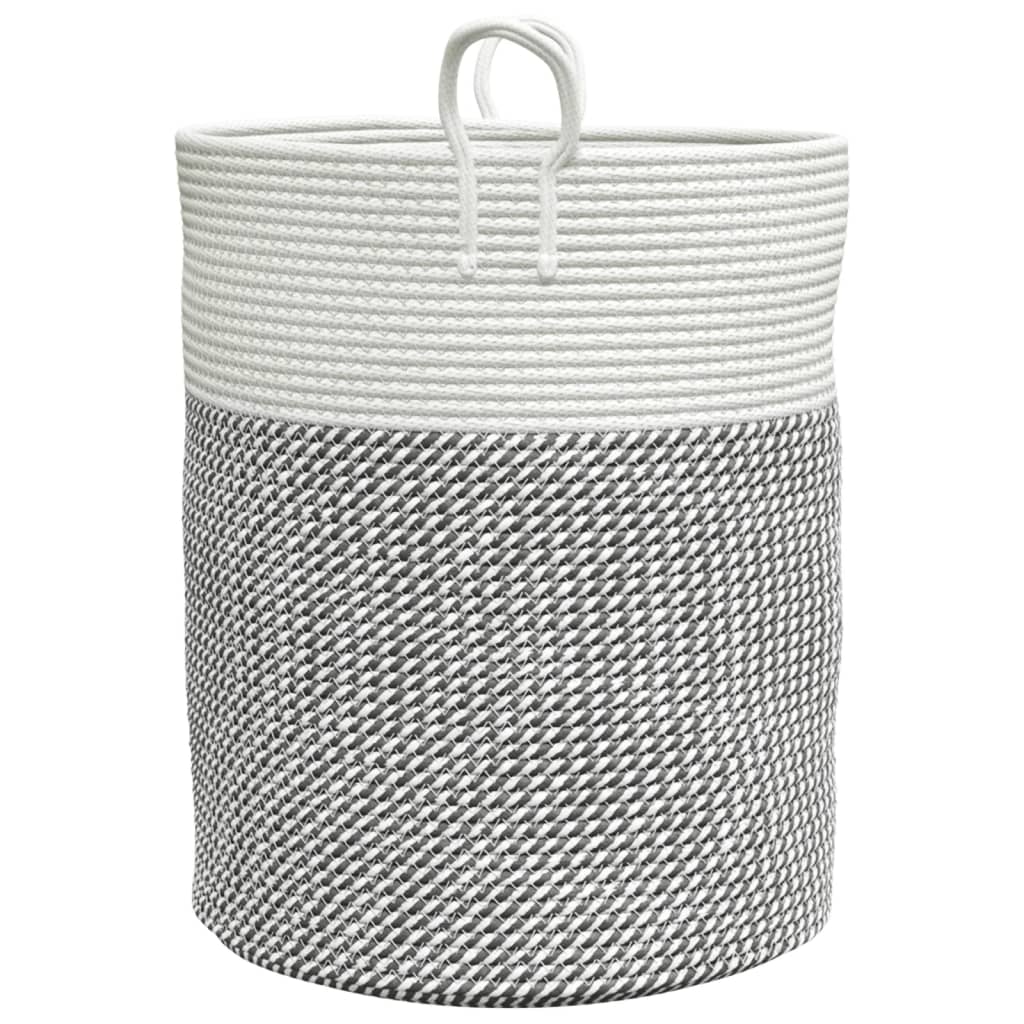 vidaXL Storage Basket Grey and White Ø38x46 cm Cotton