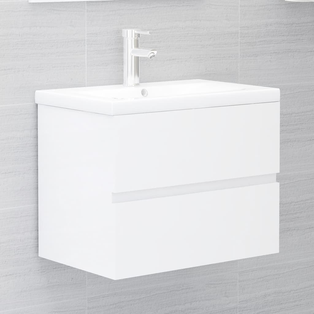 vidaXL Sink Cabinet High Gloss White 60x38.5x45 cm Engineered Wood