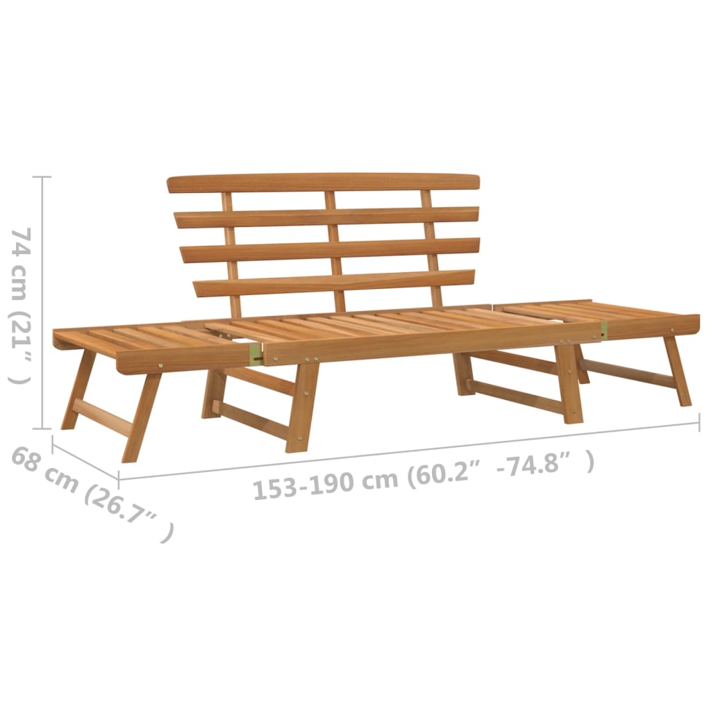 vidaXL Garden Bench 2-in-1 190 cm Solid Acacia Wood