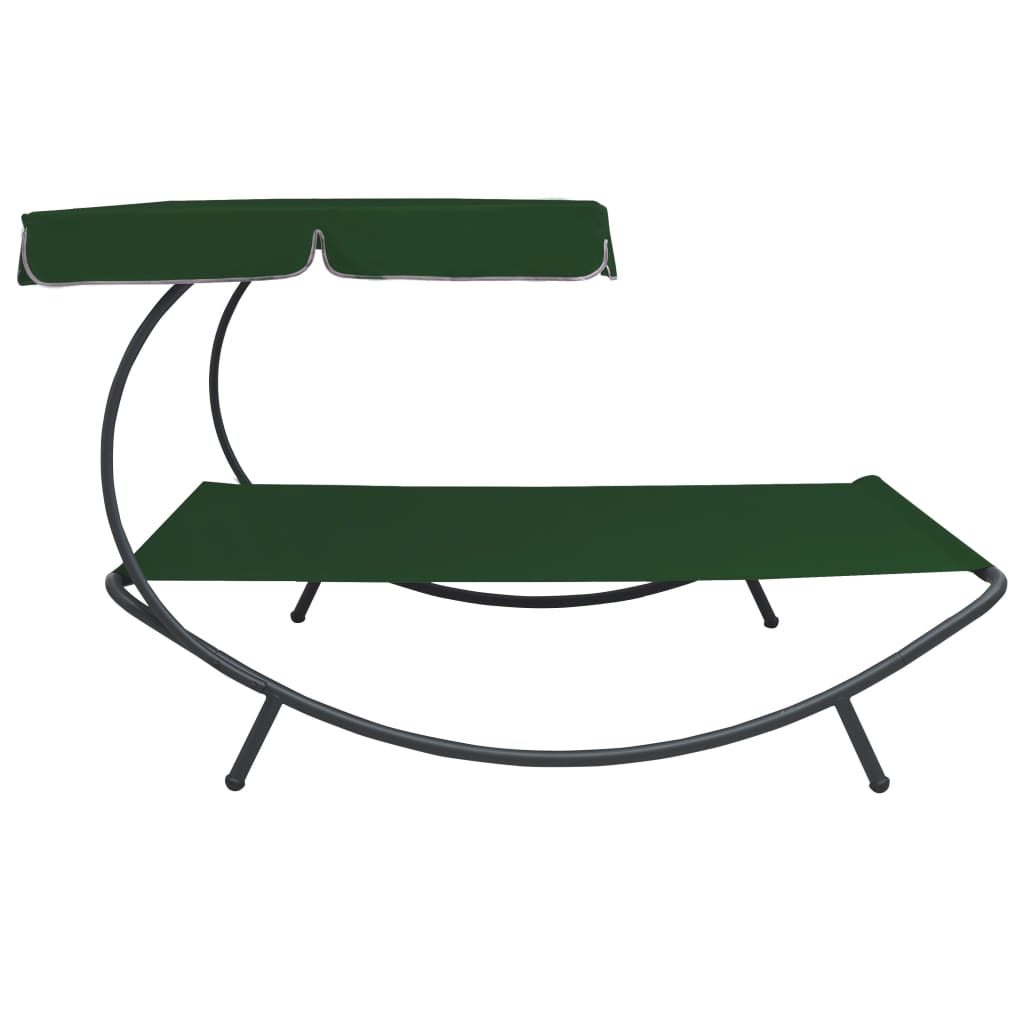 vidaXL Outdoor Lounge Bed with Canopy Green