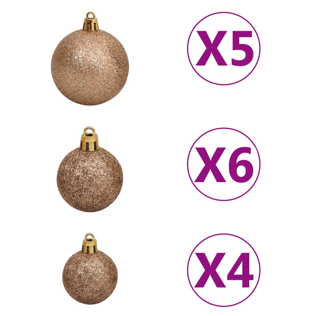 vidaXL Artificial Pre-lit Christmas Tree with Ball Set Gold 180 cm PET
