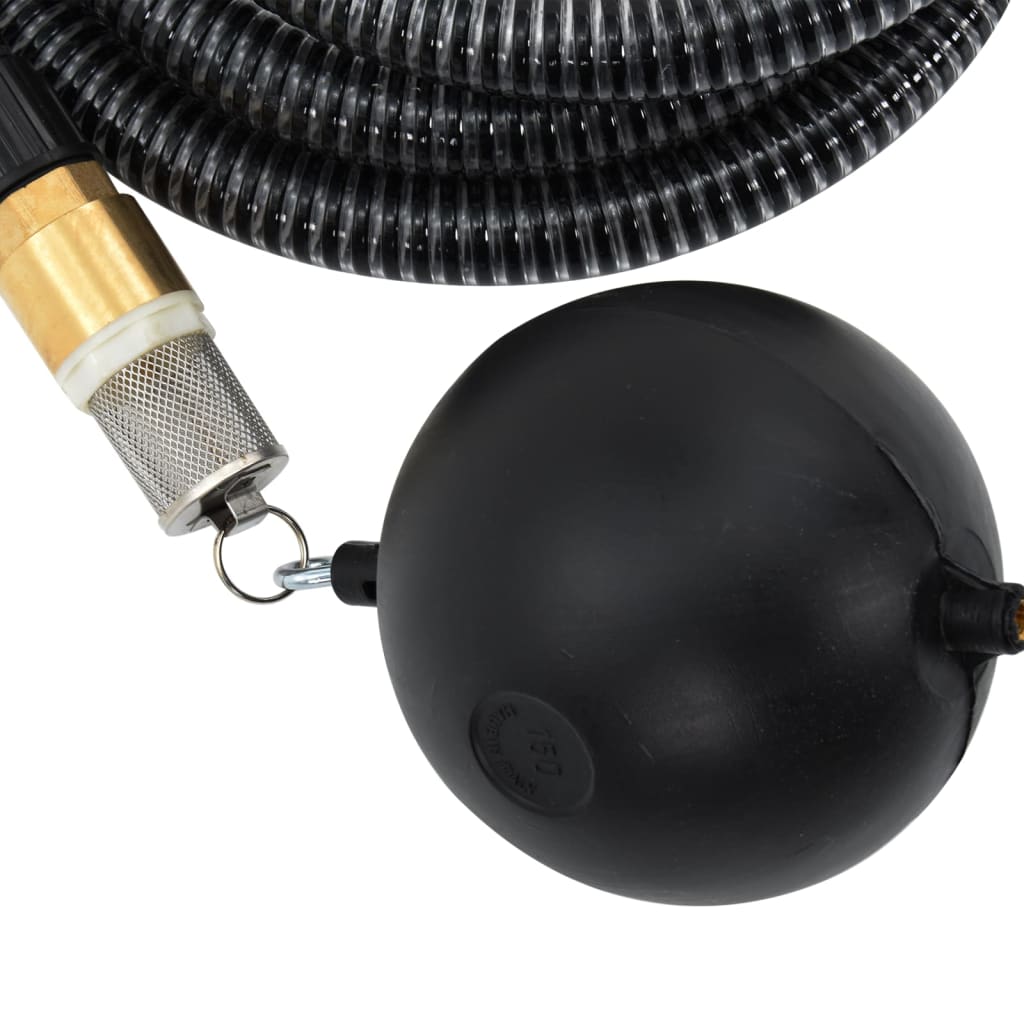 vidaXL Suction Hose with Brass Connectors Black 1.1" 15 m PVC