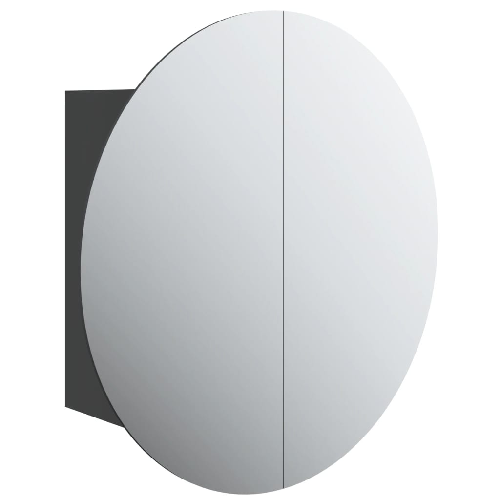 vidaXL Bathroom Cabinet with Round Mirror&LED Black 40x40x17.5 cm