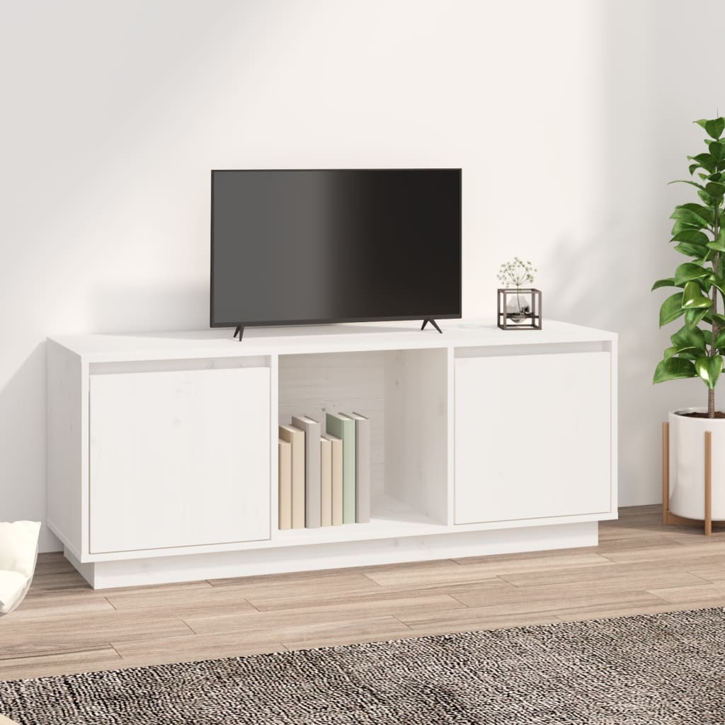 vidaXL TV Cabinet White 110.5x35x44 cm Solid Wood Pine
