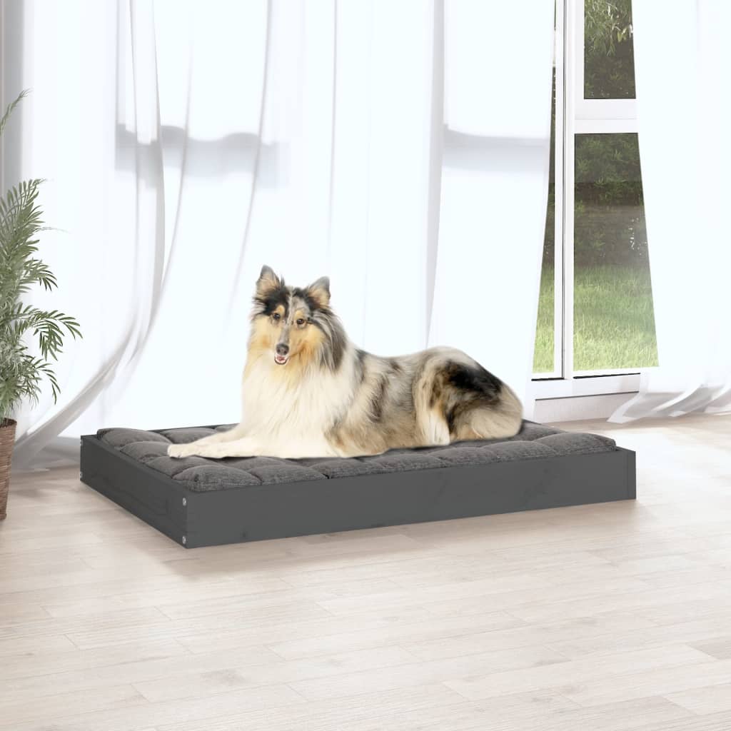 vidaXL Dog Bed Grey 91.5x64x9 cm Solid Wood Pine