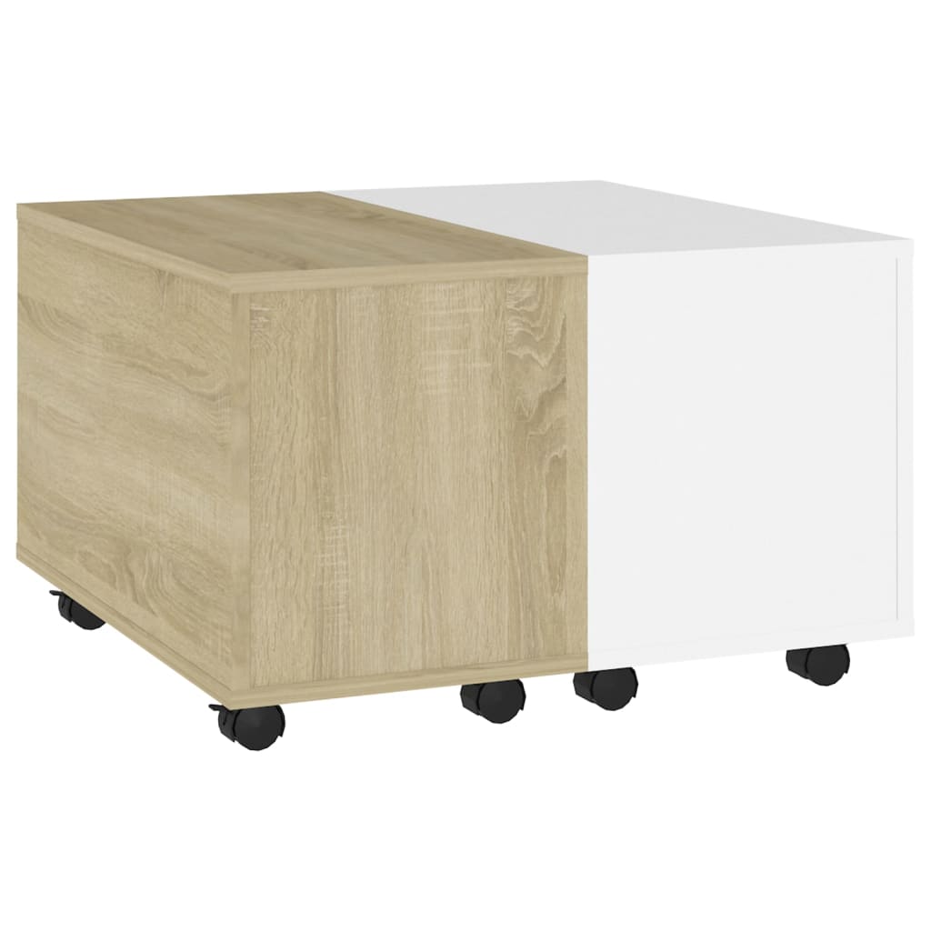 vidaXL Coffee Table White and Sonoma Oak 60x60x38 cm Engineered Wood