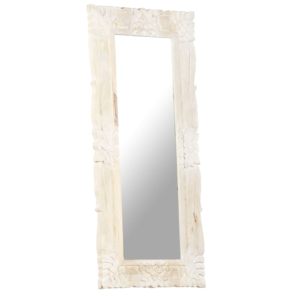 vidaXL Mirror White 110x50 cm Solid Mango Wood