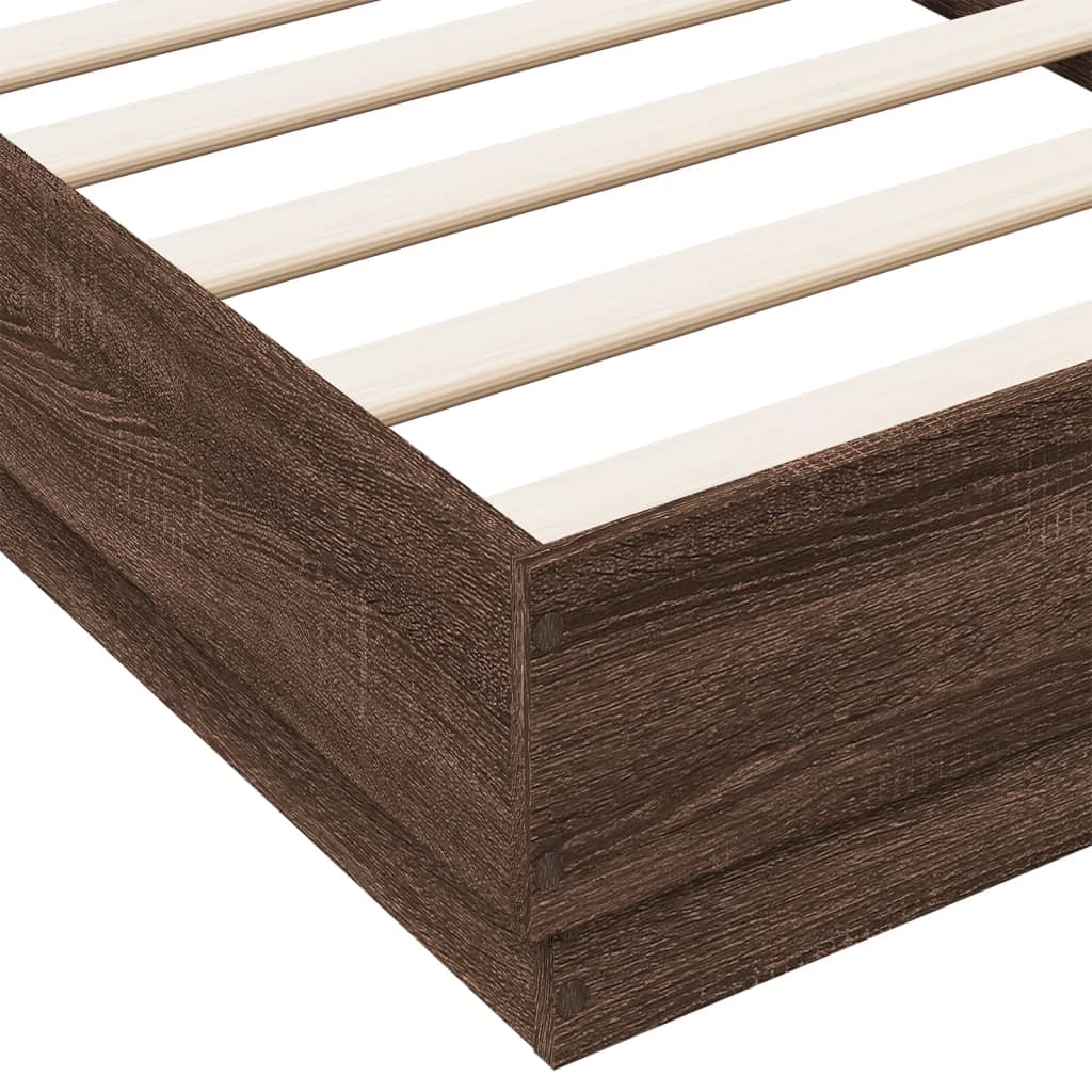 vidaXL Bed Frame with LED Lights Brown Oak 75x190 cm Small Single