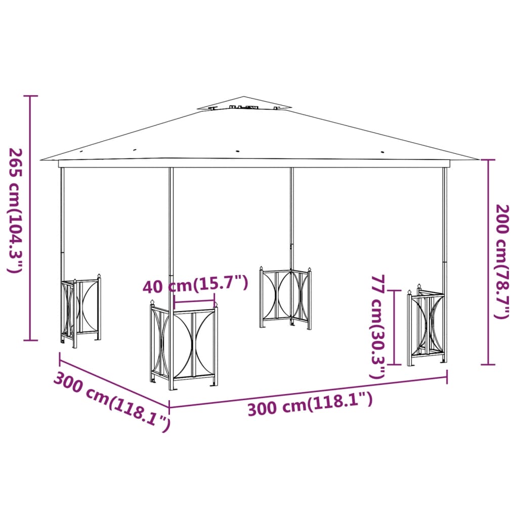 vidaXL Gazebo with Sidewalls&Double Roofs 3x3 m Anthracite