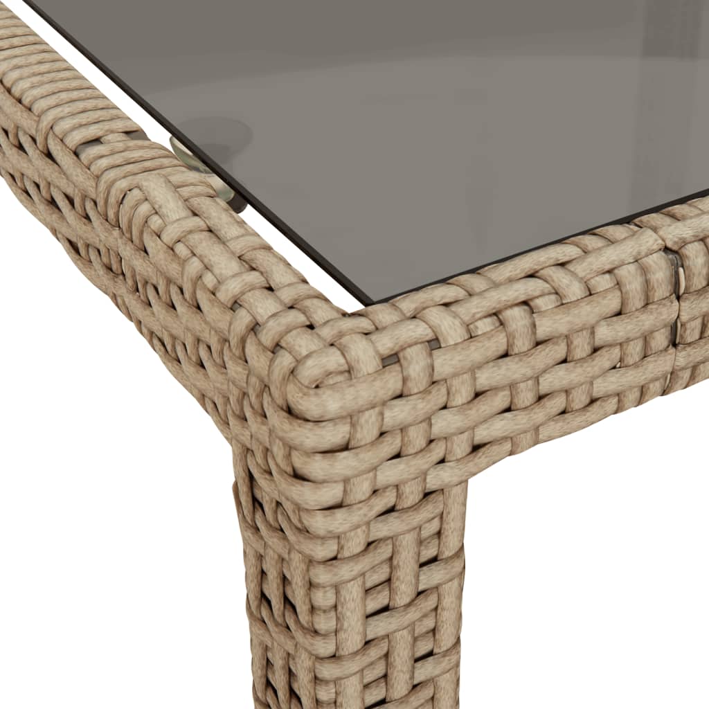 vidaXL Garden Table Beige 190x90x75 cm Tempered Glass and Poly Rattan