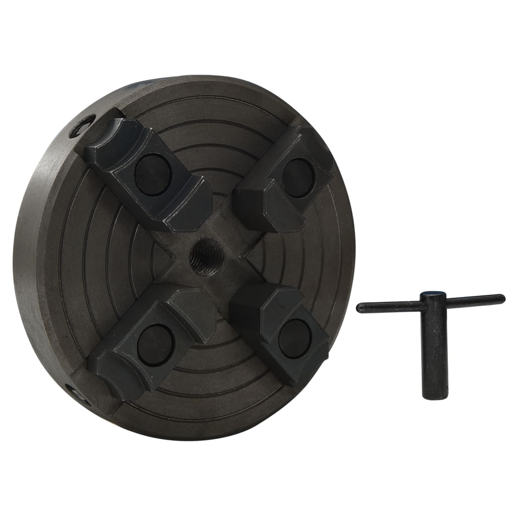 vidaXL 4 Jaw Wood Chuck with M18 Connection Steel Black 150x63 mm