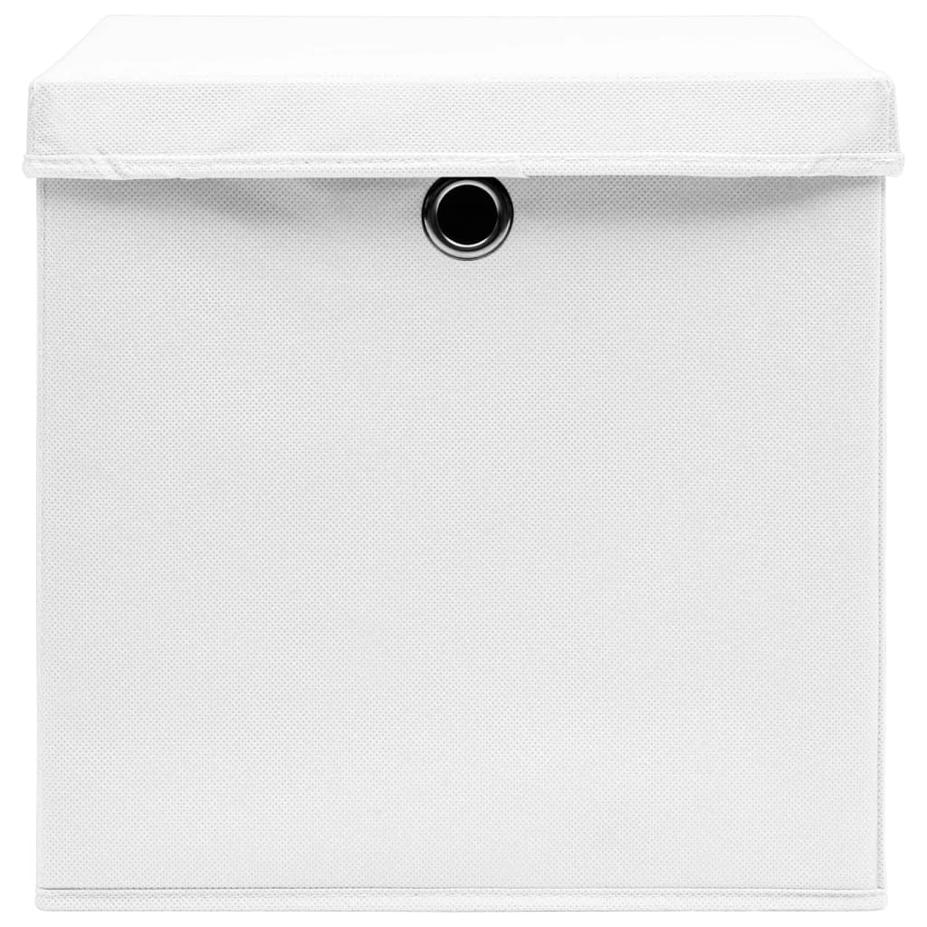 vidaXL Storage Boxes with Lids 10 pcs White 32x32x32 cm Fabric