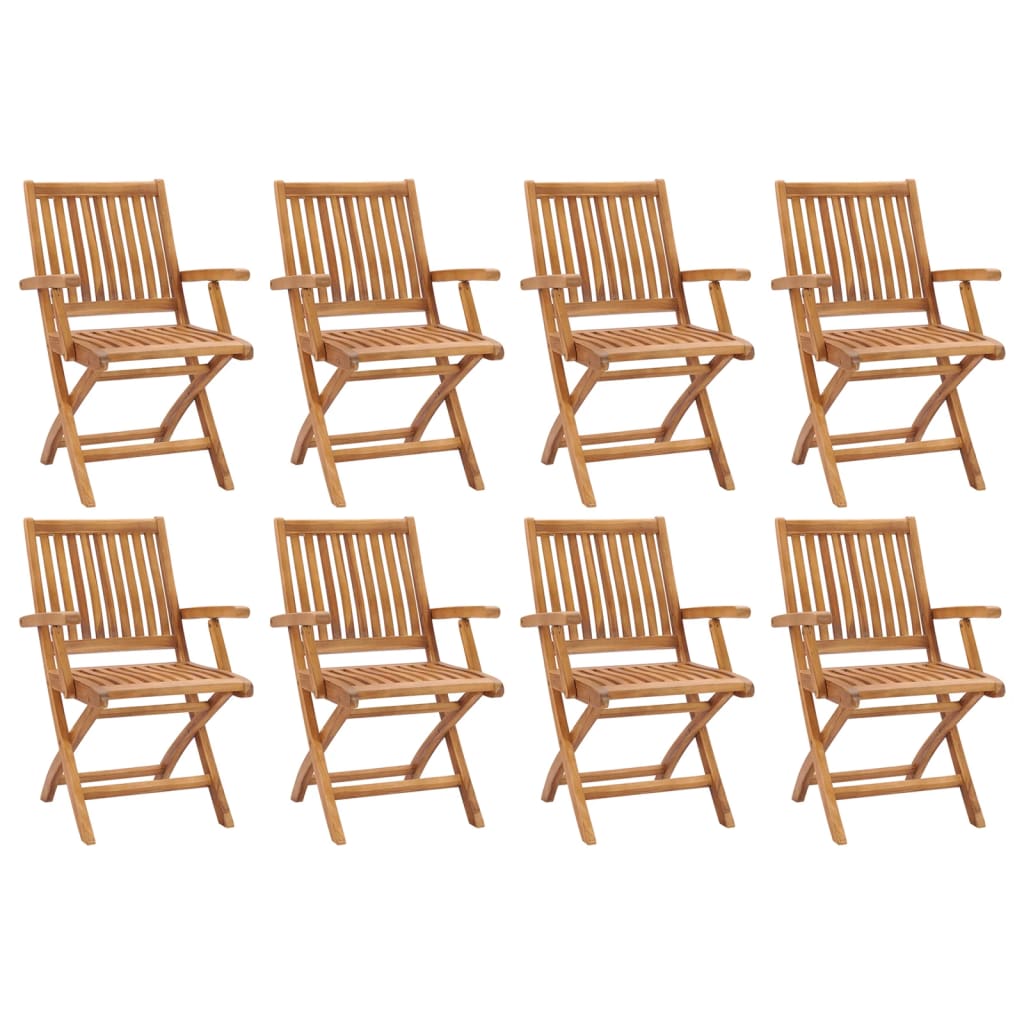 vidaXL Folding Garden Chairs 8 pcs Solid Teak Wood
