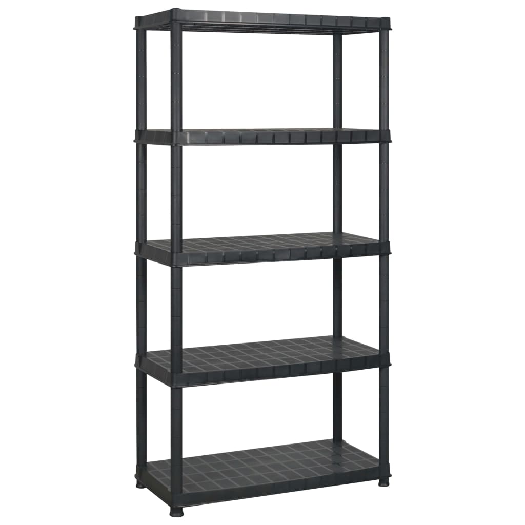 vidaXL Storage Shelf 5-Tier Black 366x45.7x185 cm Plastic