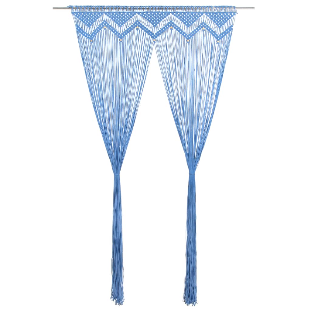 vidaXL Macrame Curtain Blue 140x240 cm Cotton