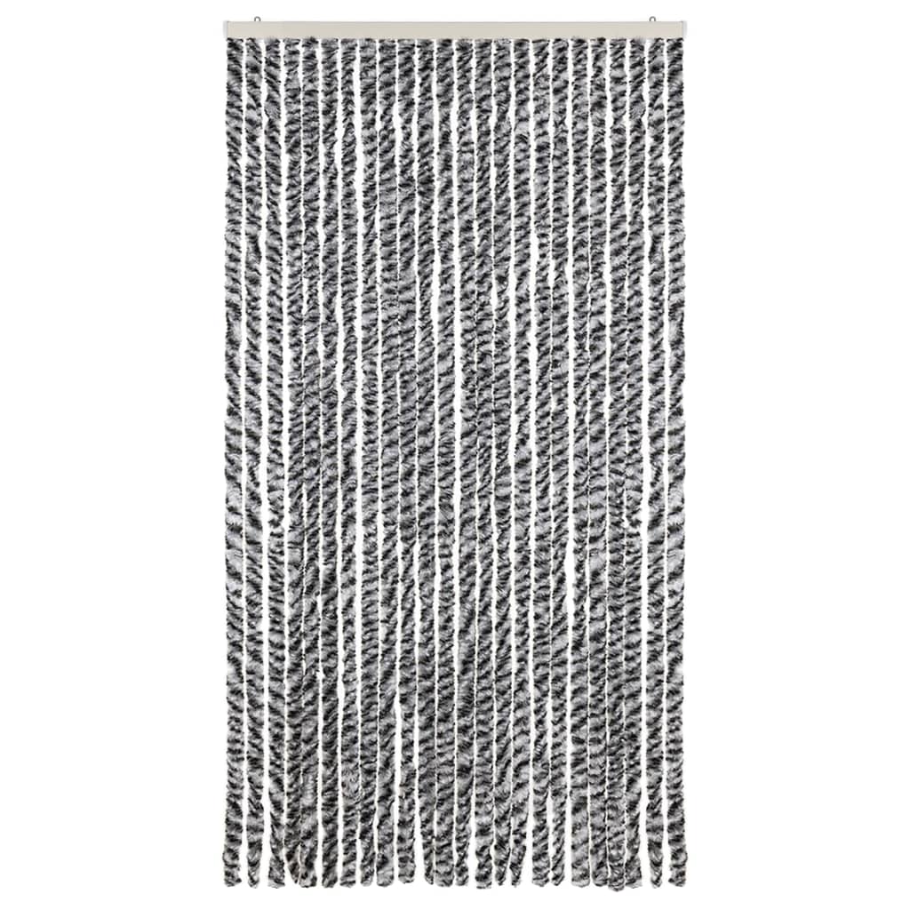 vidaXL Fly Curtain Grey and Black and White 100x230 cm Chenille