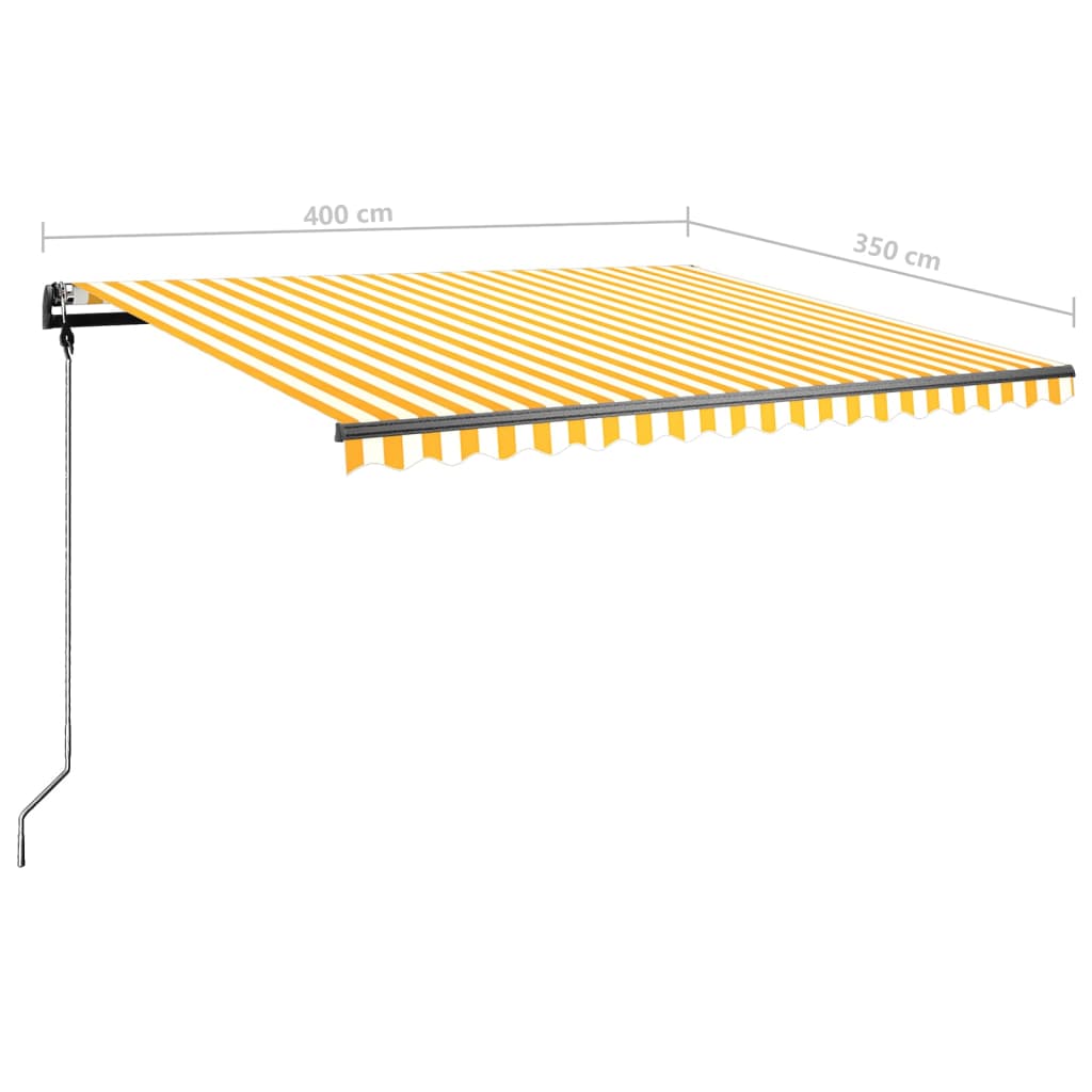 vidaXL Manual Retractable Awning with LED 400x350 cm Yellow and White