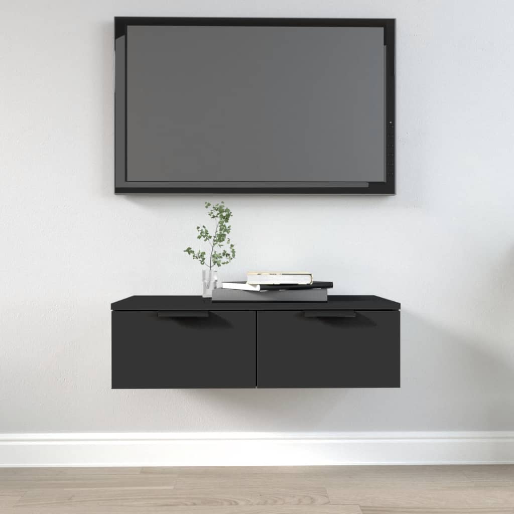 vidaXL Wall Cabinet Black 68x30x20 cm Engineered Wood