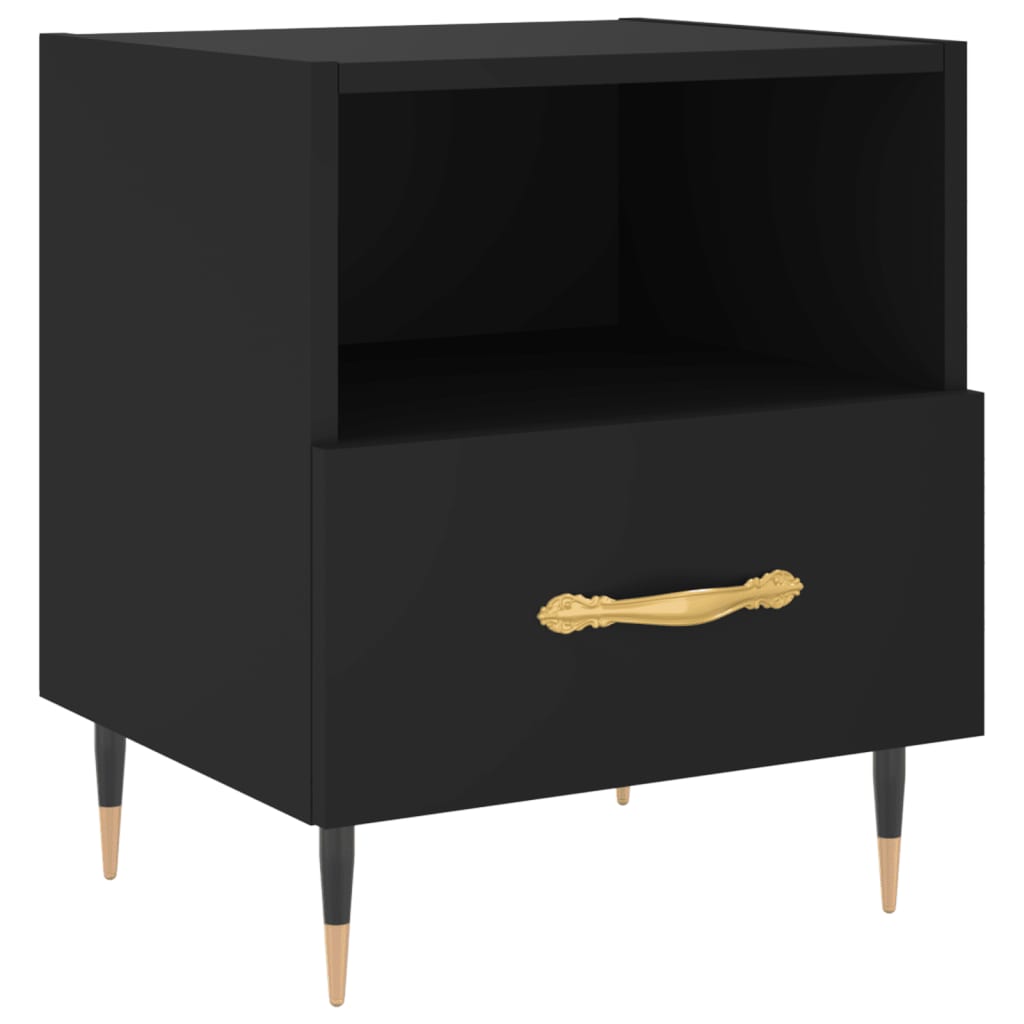 vidaXL Bedside Cabinet Black 40x35x47.5 cm Engineered Wood