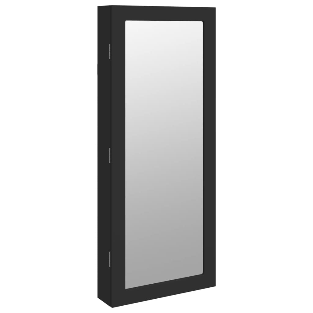 vidaXL Mirror Jewellery Cabinet with LED Lights Wall Mounted Black