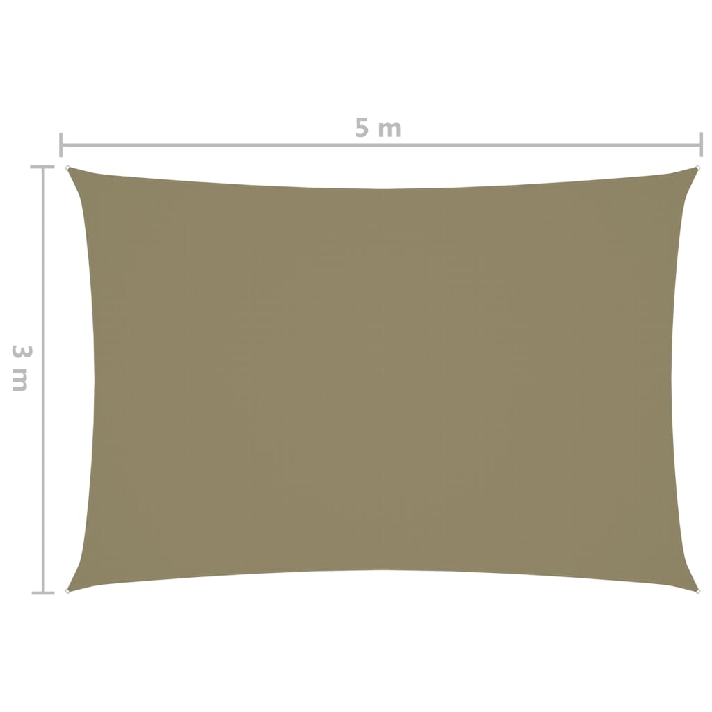 vidaXL Sunshade Sail Oxford Fabric Rectangular 3x5 m Beige