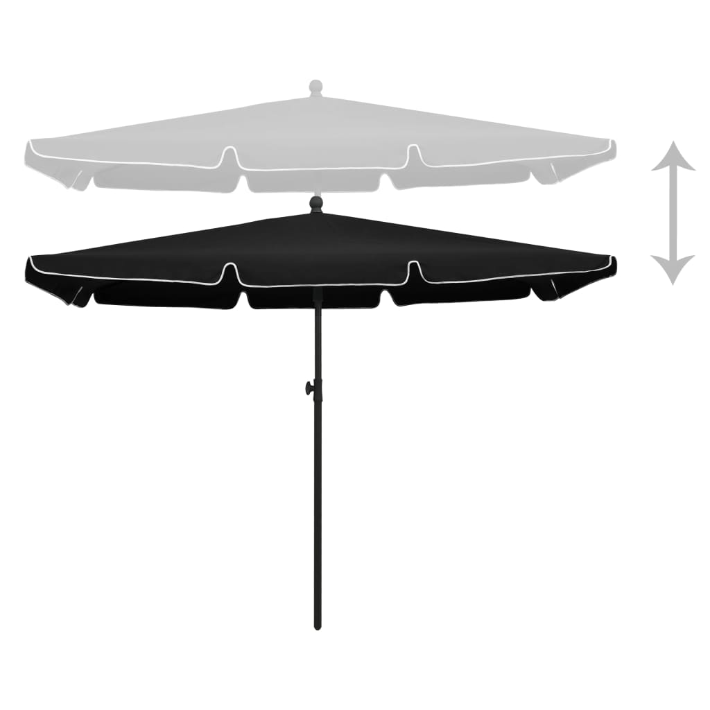vidaXL Garden Parasol with Pole 210x140 cm Black