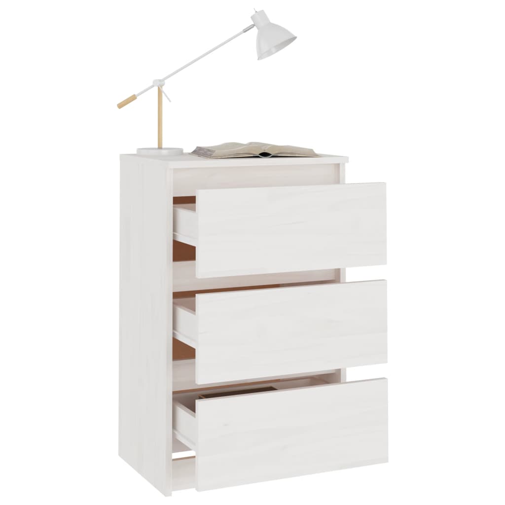 vidaXL Bedside Cabinet White 40x29.5x64 cm Solid Pine Wood