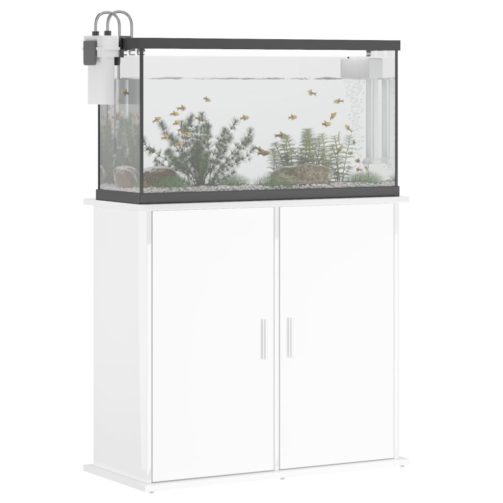 vidaXL Aquarium Stand High Gloss White 81x36x73 cm Engineered Wood