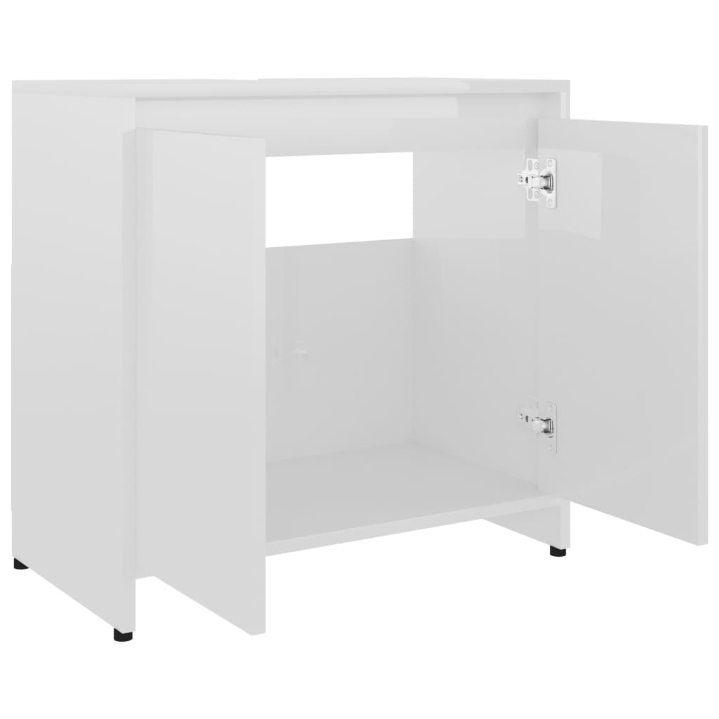 vidaXL Bathroom Cabinet High Gloss White 60x33x61 cm Chipboard
