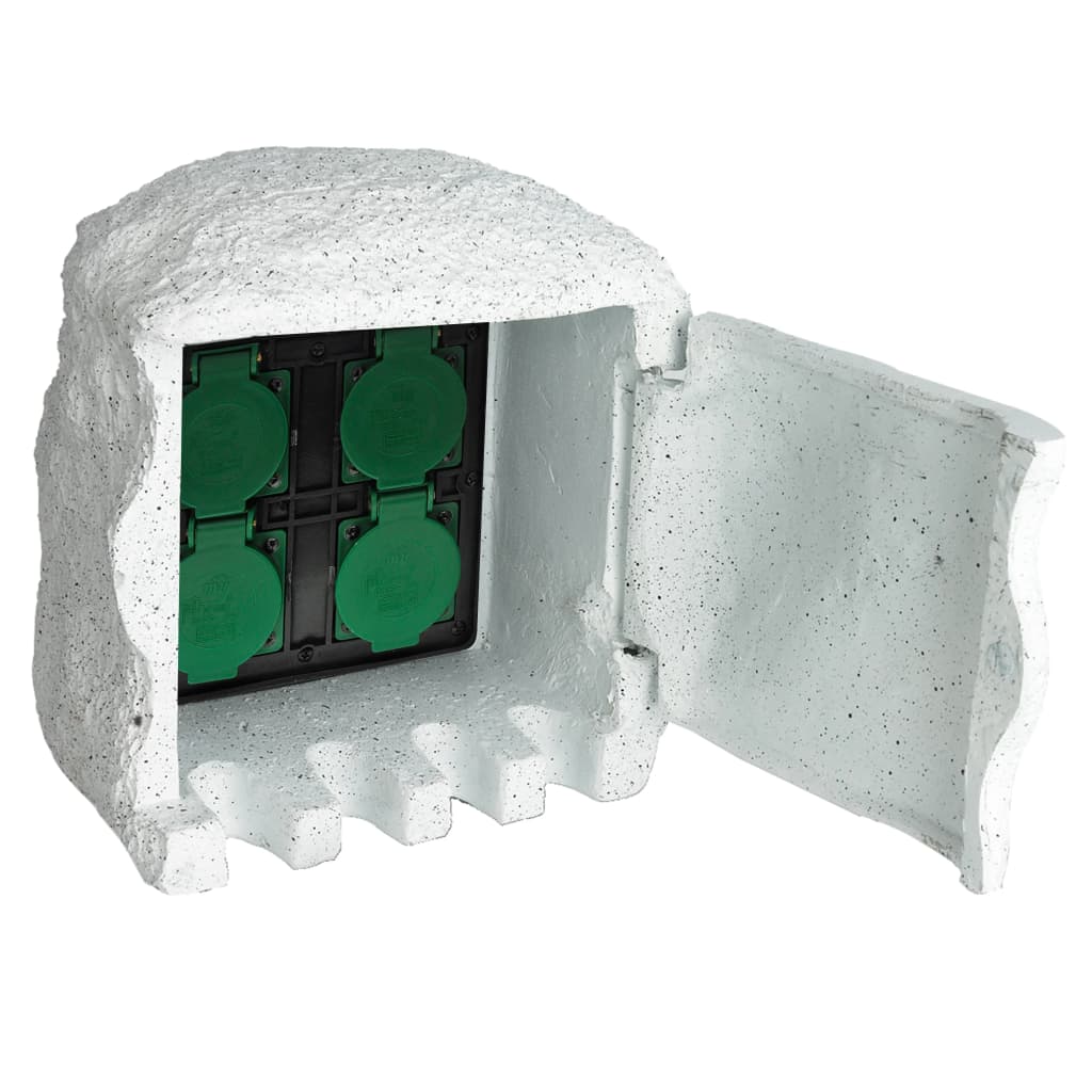 vidaXL Garden Socket Unit 4 Slots Water Proof Resin White
