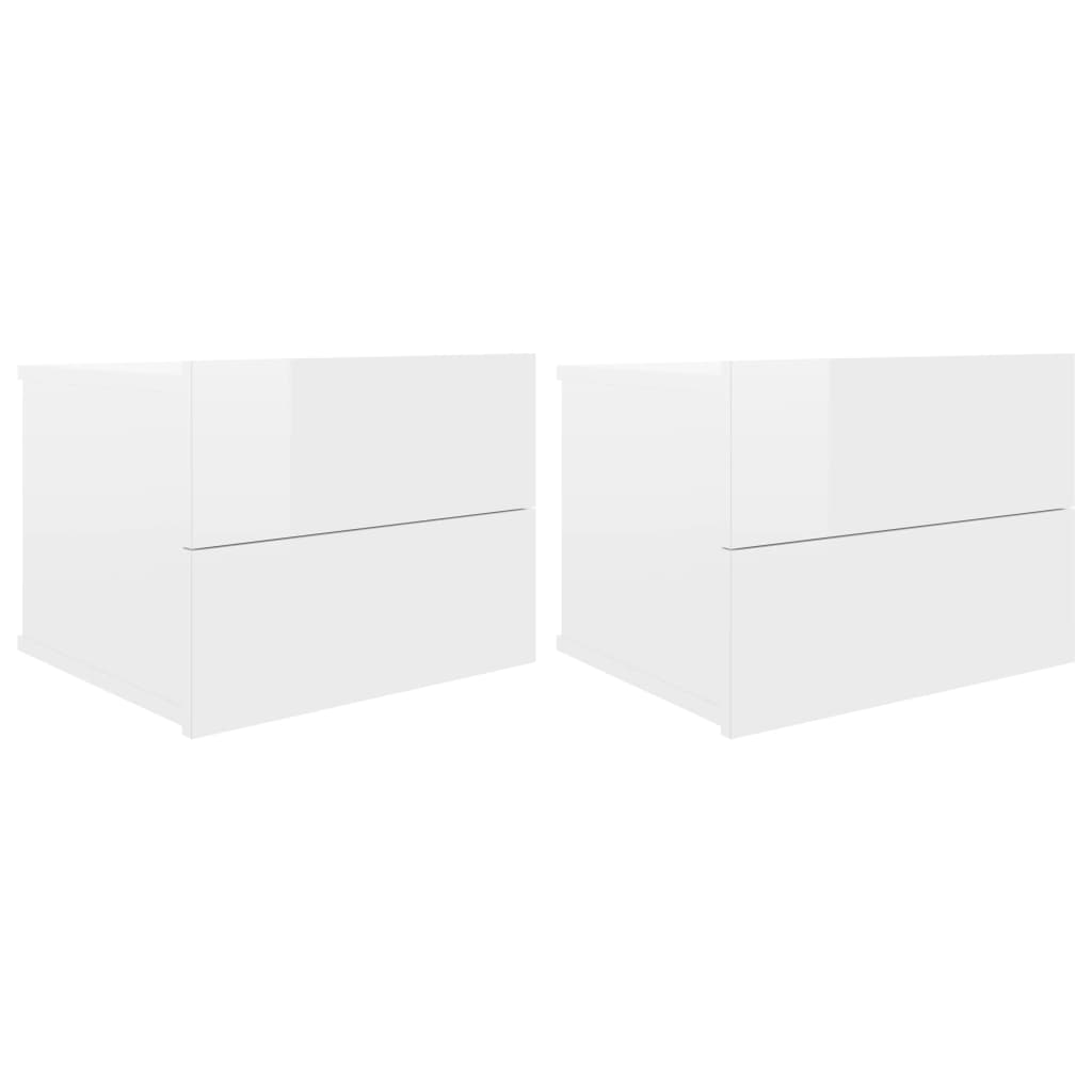 vidaXL Bedside Cabinets 2 pcs High Gloss White 40x30x30 cm Engineered Wood