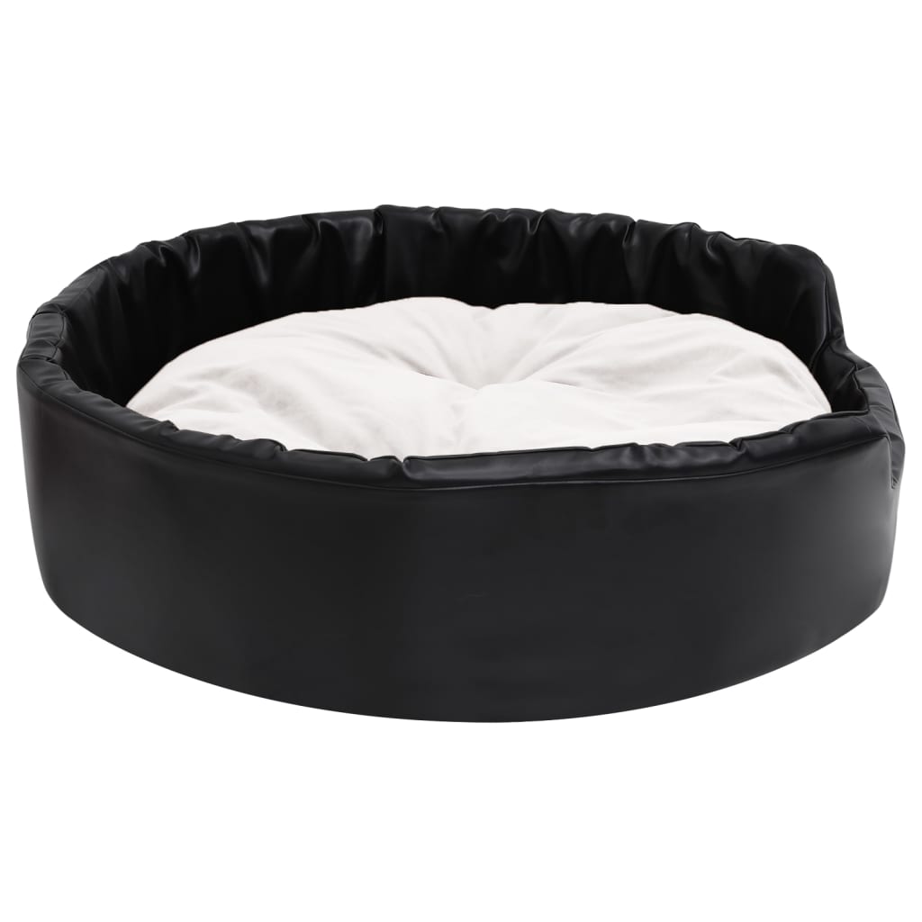 vidaXL Dog Bed Black and Beige 90x79x20 cm Plush and Faux Leather