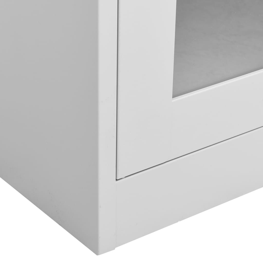 vidaXL Office Cabinet Light Grey 90x40x180 cm Steel and Tempered Glass