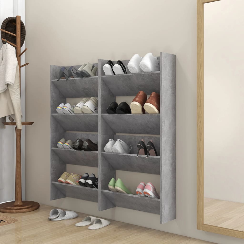 vidaXL Wall Shoe Cabinets 4 pcs Concrete Grey 60x18x60 cm Engineered Wood
