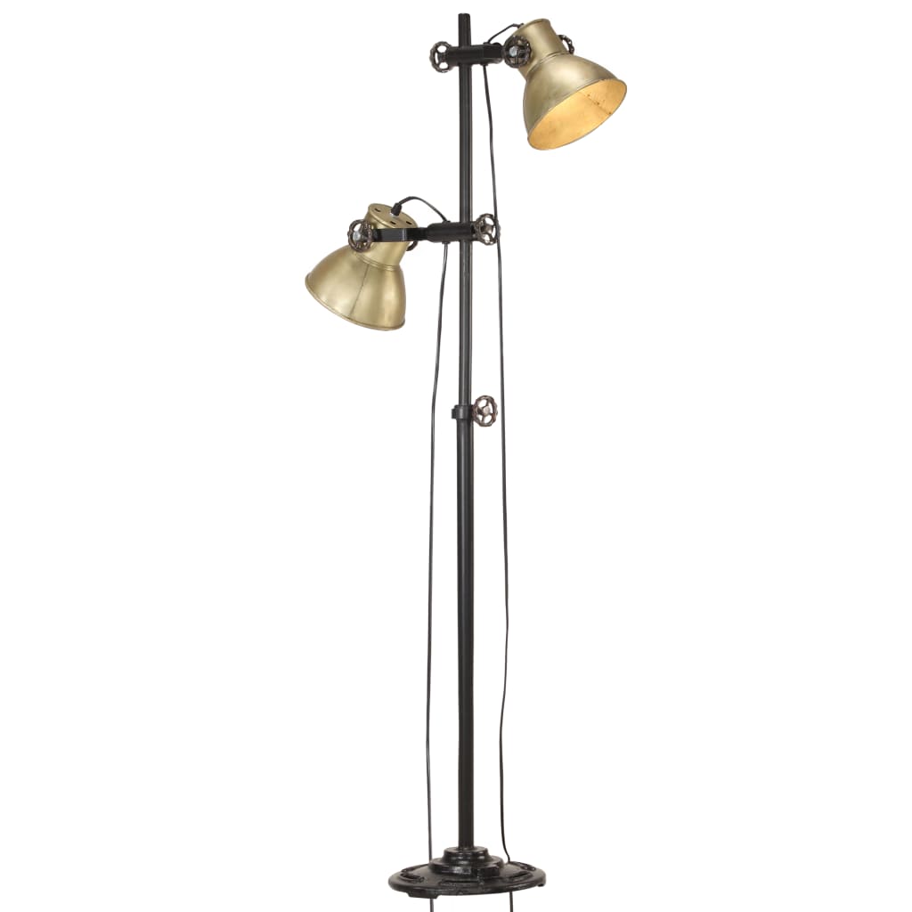 vidaXL Floor Lamp with 2 Lampshade Brass E27 Cast Iron