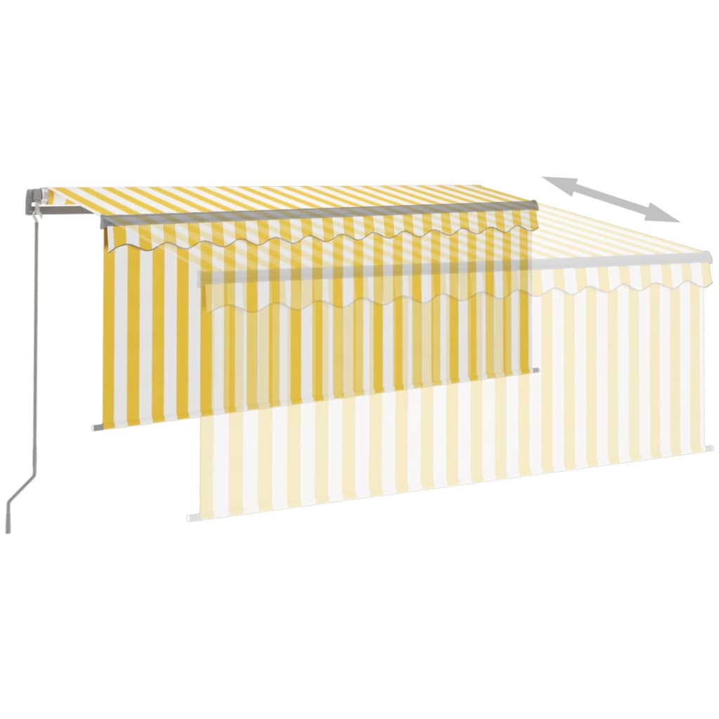 vidaXL Manual Retractable Awning with Blind 3x2.5m Yellow&White