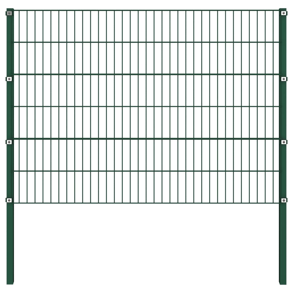 vidaXL Fence Panel with Posts Iron 15.3x1.2 m Green