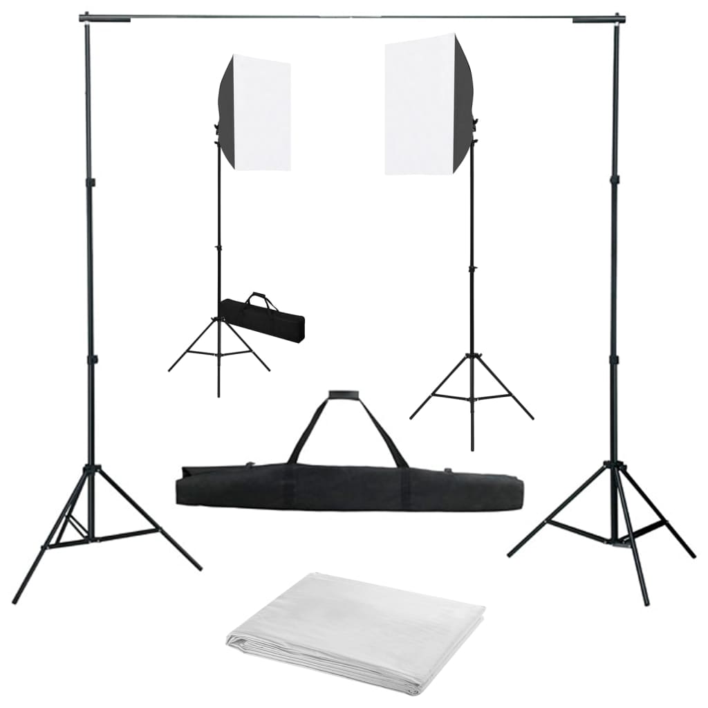 vidaXL Photo Studio Kit with Softbox Lights and Backdrop
