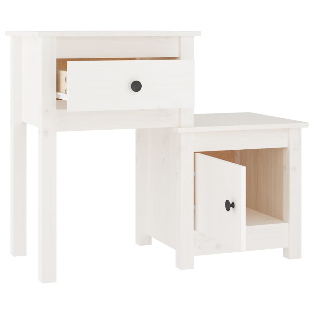 vidaXL Bedside Cabinet White 79.5x38x65.5 cm Solid Wood Pine