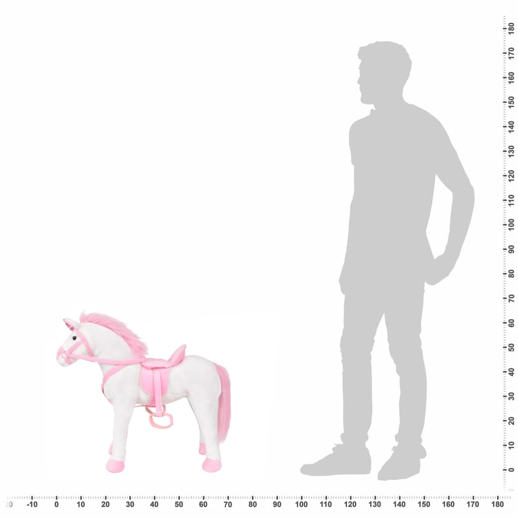 vidaXL Standing Plush Toy Unicorn White and Pink XXL