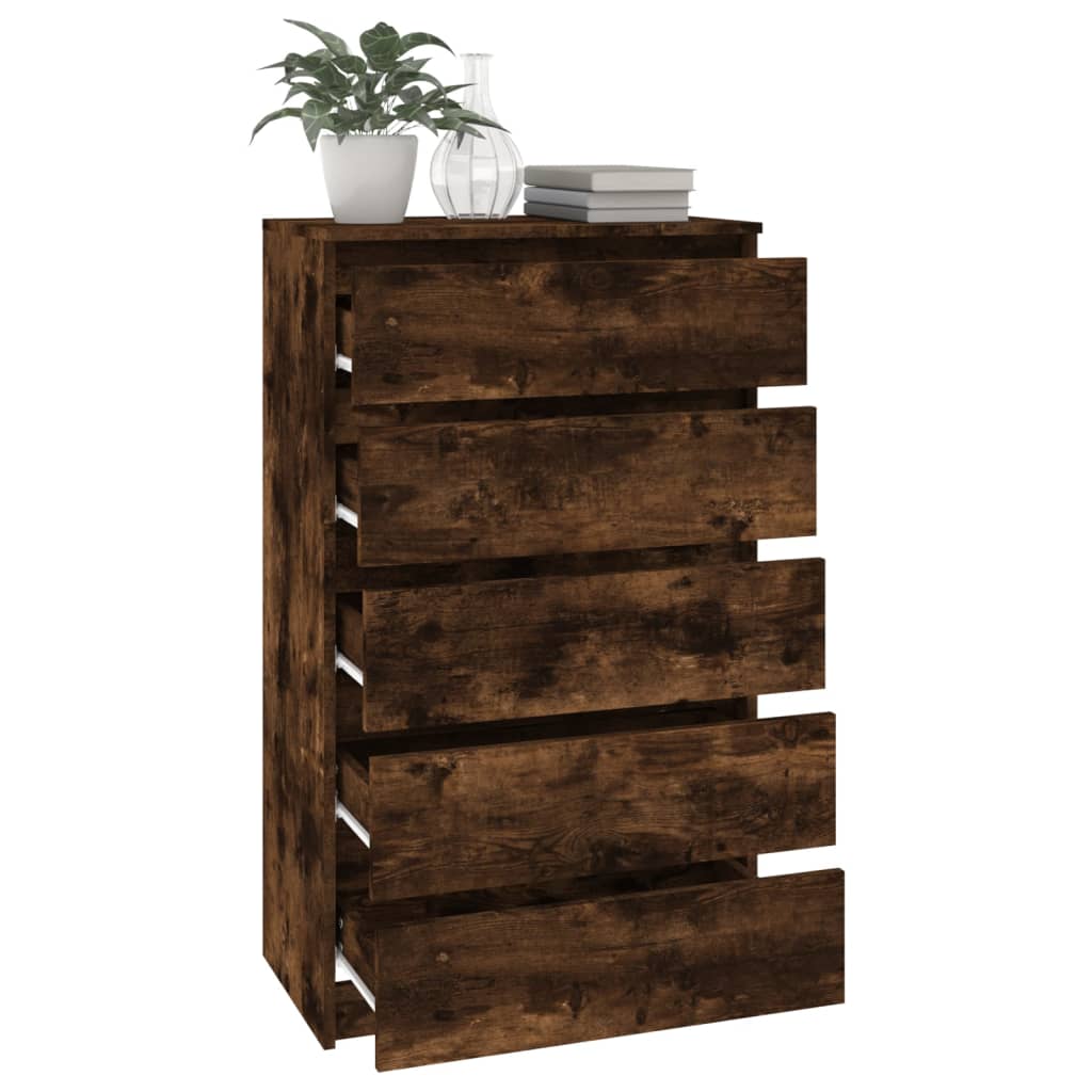 vidaXL Drawer Cabinet Smoked Oak 60x36x103 cm Engineered Wood