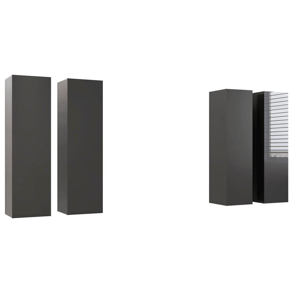 vidaXL TV Cabinets 4 pcs High Gloss Grey 30.5x30x110 cm Engineered Wood