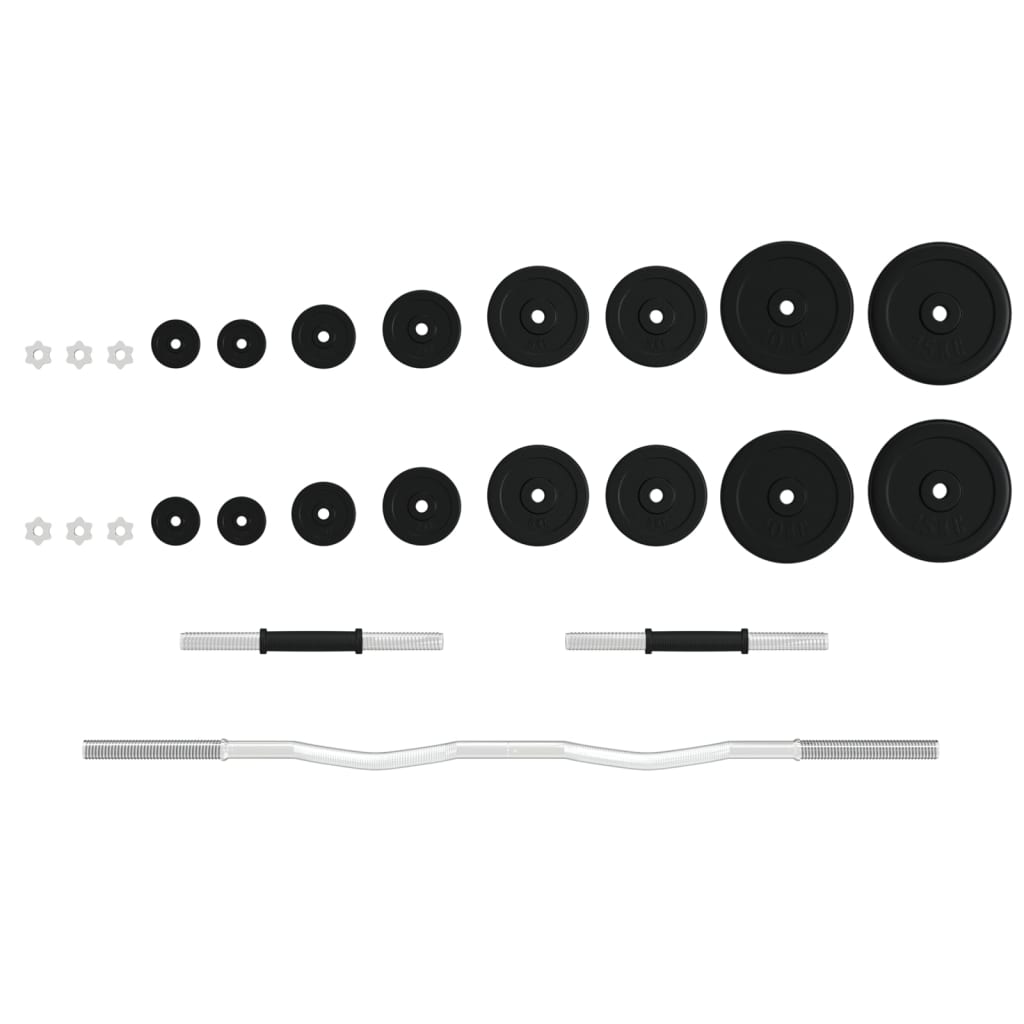 vidaXL Barbell and Dumbbell with Plates 90 kg Cast Iron vidaXL.co.uk