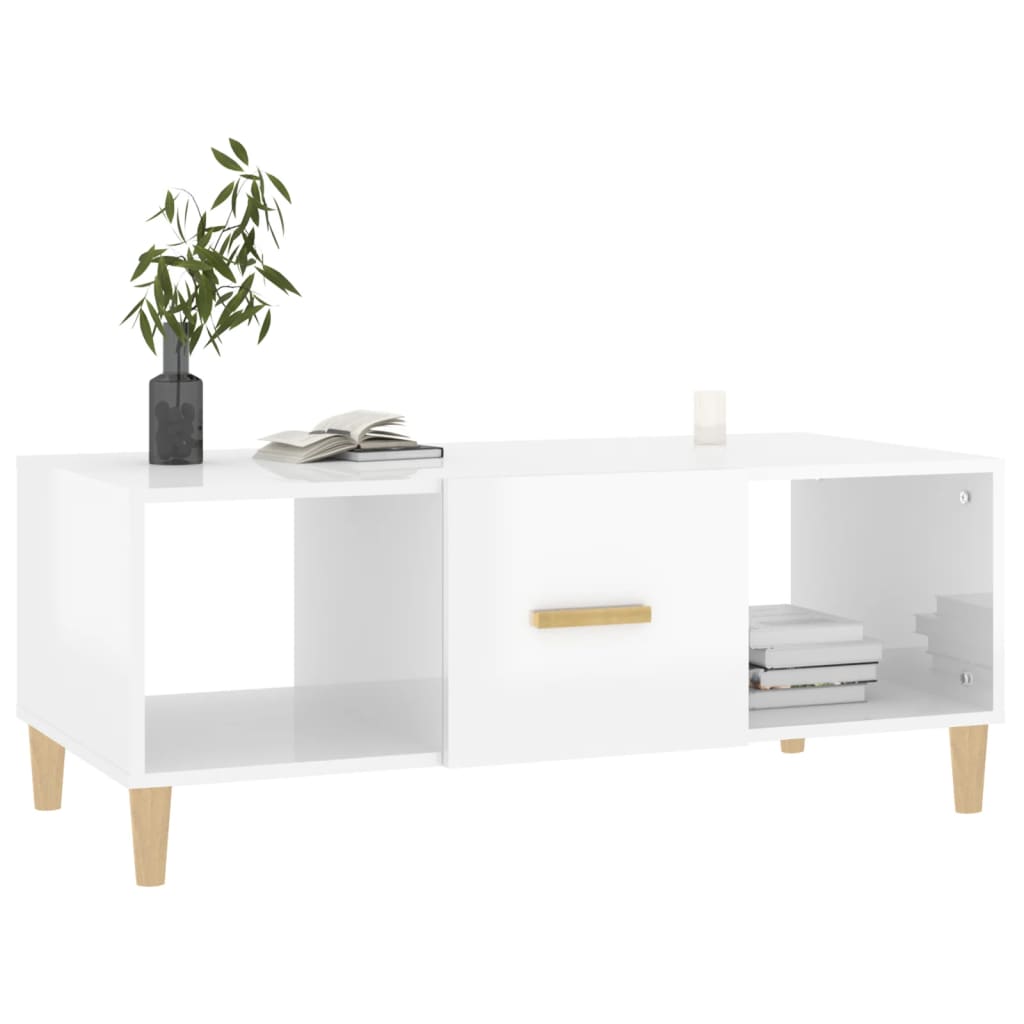 vidaXL Coffee Table High Gloss White 102x50x40 cm Engineered Wood