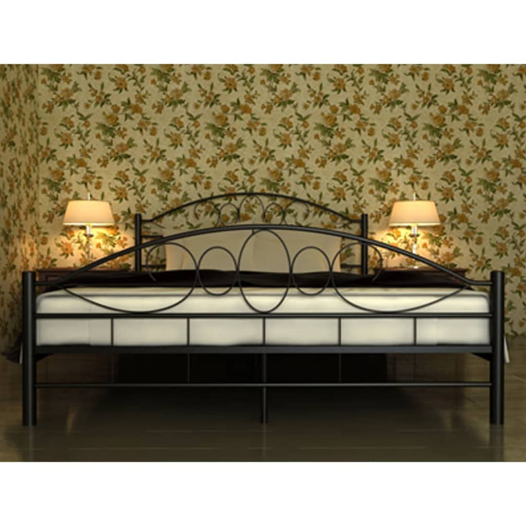 Black Metal Bed 180 x 200 cm with Mattress