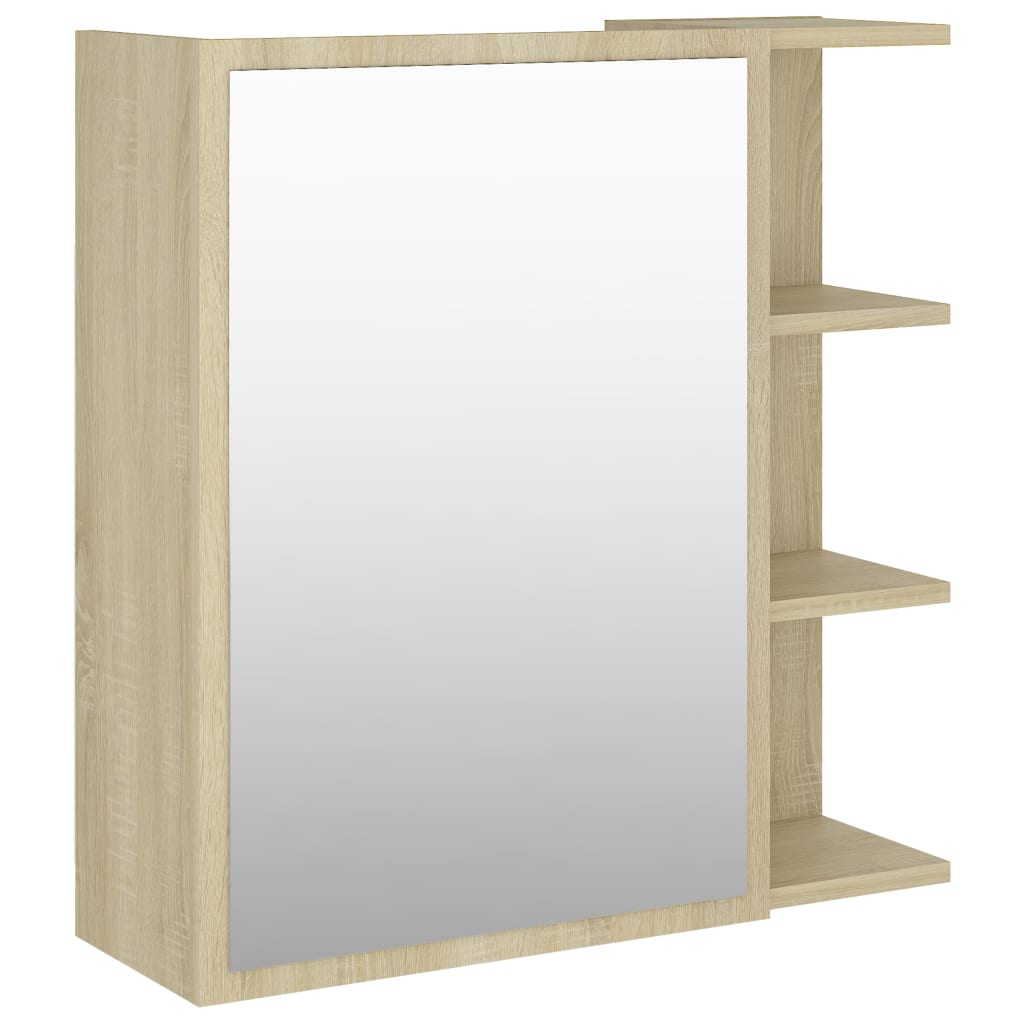vidaXL Bathroom Mirror Cabinet Sonoma Oak 62.5x20.5x64 cm Engineered Wood