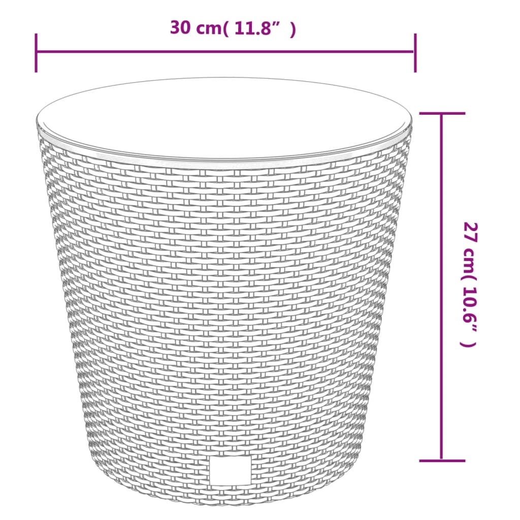vidaXL Planter with Removable Inner White 15 / 15.3 L PP Rattan
