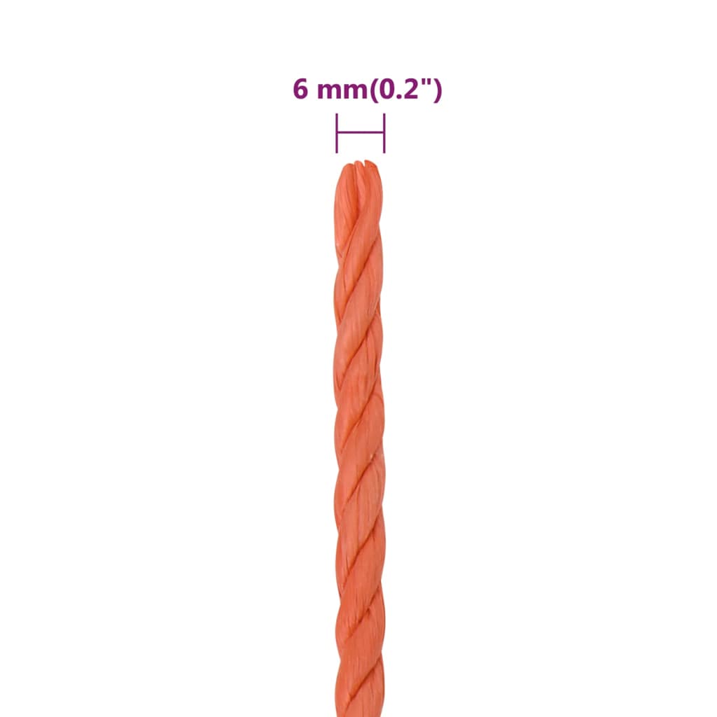 vidaXL Work Rope Orange 6 mm 25 m Polypropylene
