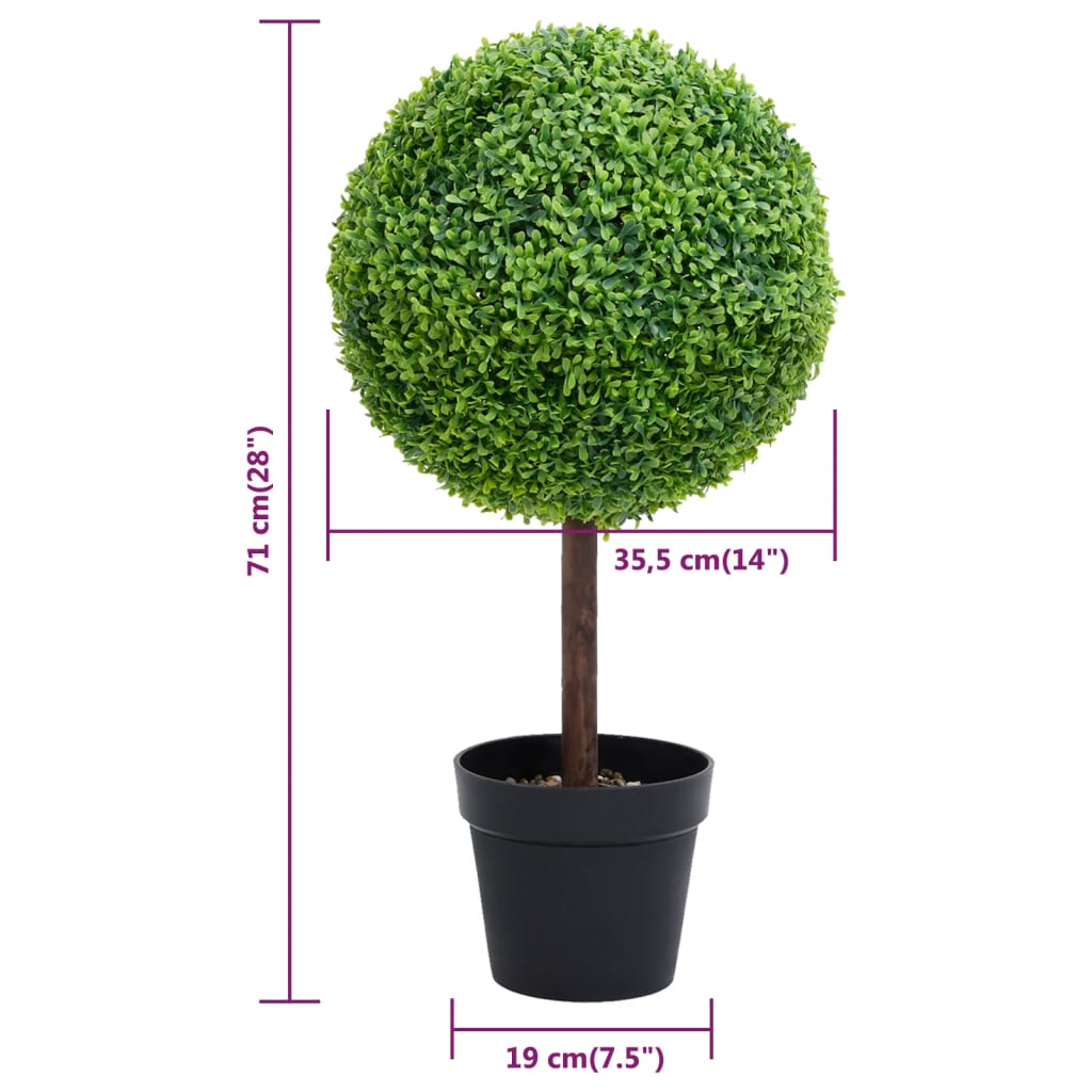 vidaXL Artificial Boxwood Plant with Pot Ball Shaped Green 71 cm