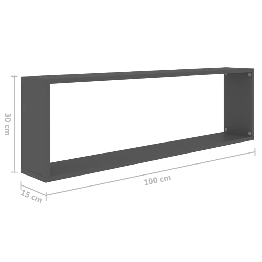 vidaXL Wall Cube Shelf 6 pcs Grey 100x15x30 cm Engineered Wood